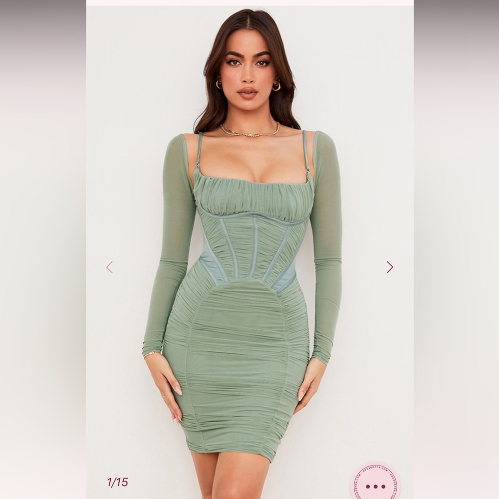 House of cb- FREYJA
Green Gathered Corset Dress